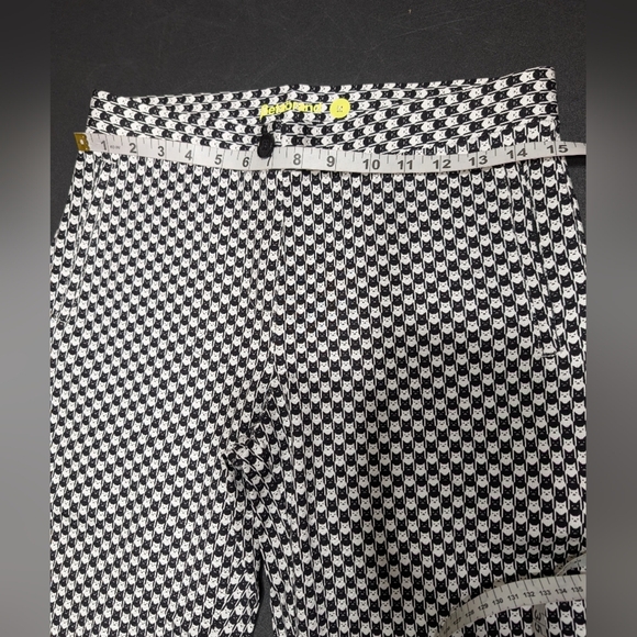 Betabrand Black and White Novelty Checkered Cat Print Ankle Zip Skinny Pants M - Picture 10 of 12